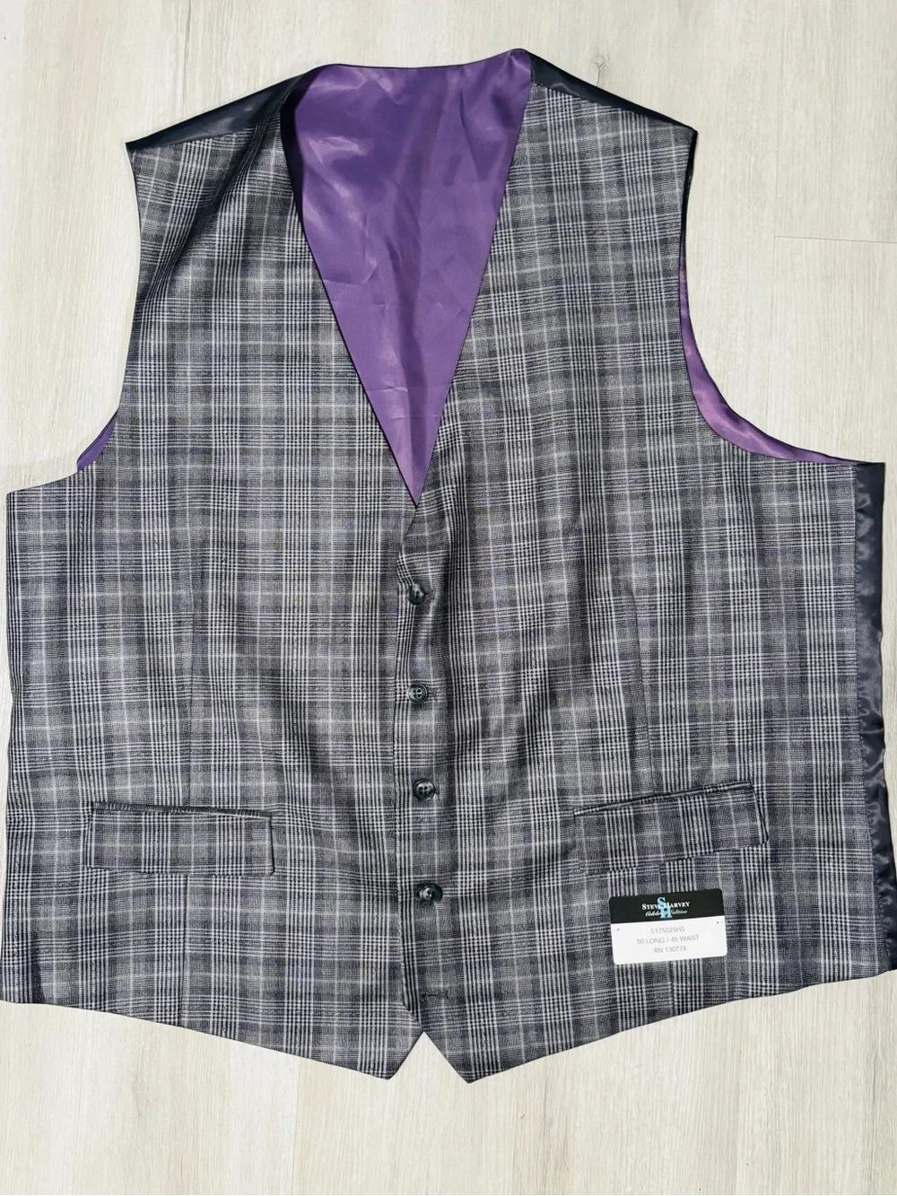 Steve Harvey Celebrity Edition Black, White & Gray 3 Piece Suit Size 50L/44W